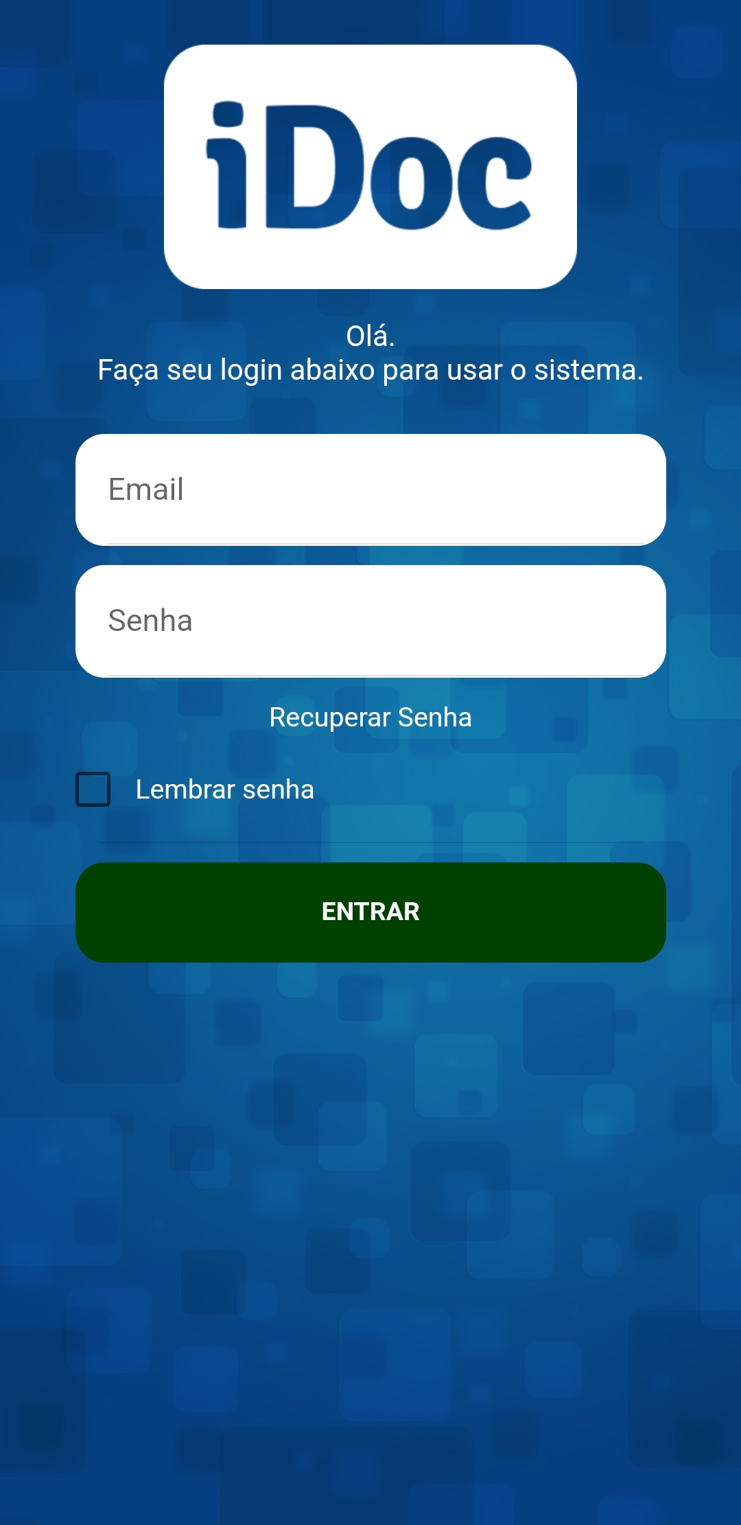 App UDO - Tela de login